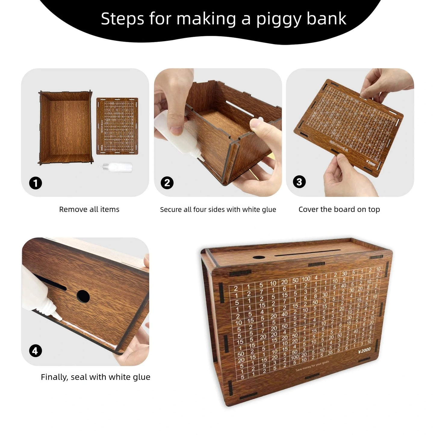 Kreatives 3D Holzpuzzle Katzenform als Sparbank und Denkspiel