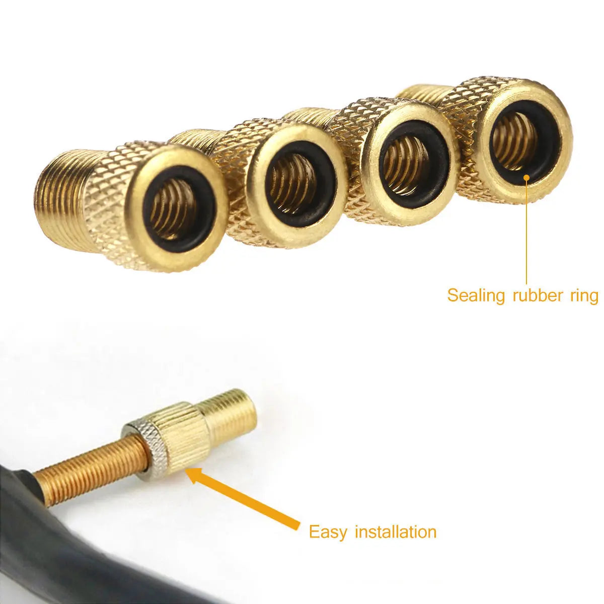 5-teiliges Ventiladapter-Set Presta zu Schrader – Metall mit Dichtung für Rad - Bike
