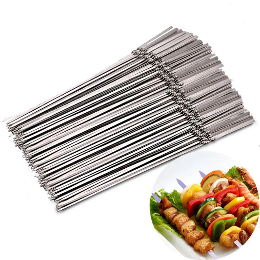 Rostfreie Edelstahl Grillspieße 10/20 Stück – Wiederverwendbar - Outdoor-tauglich