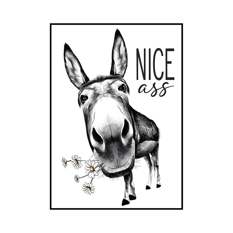 Lustige Tier Wandkunst auf Leinwand für moderne Badezimmer Dekoration