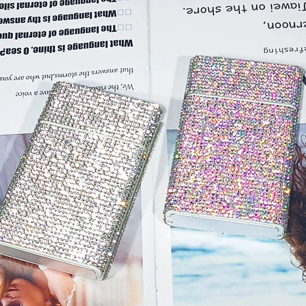 Elegantes personalisiertes Damen Zigarettenetui mit Diamantbesatz