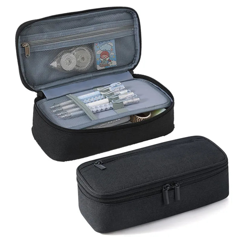 2-lagige Stift- und Kosmetikaufbewahrungstasche mit großer Kapazität