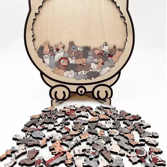 Katzenförmiges Holzpuzzle mit 135 einzigartigen Teilen für Liebhaber