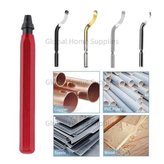 Entgratungswerkzeug mit 1 Griff und 4 Klingen aus Schnellarbeitsstahl