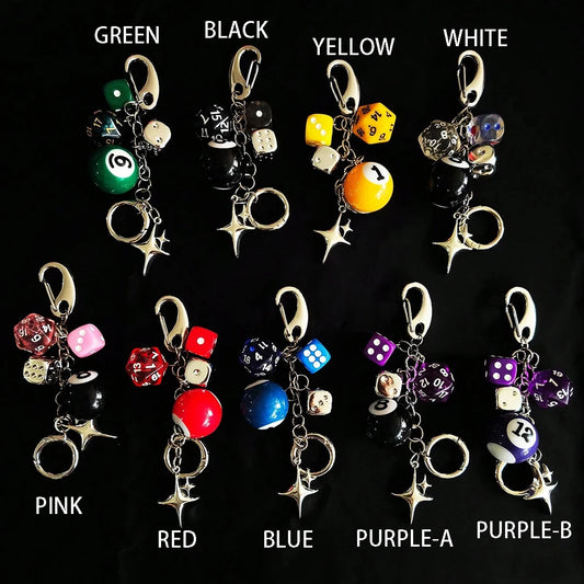 Auffälliger schwarzer Sternwürfel Anhänger für Schlüssel und Taschen