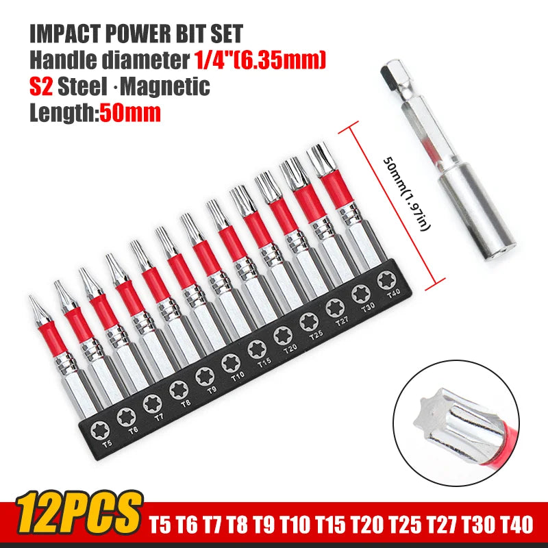 2-Zoll Torx Schraubendreher-Bit-Set, magnetisch, S2 Stahl für Werkstatt - Heim