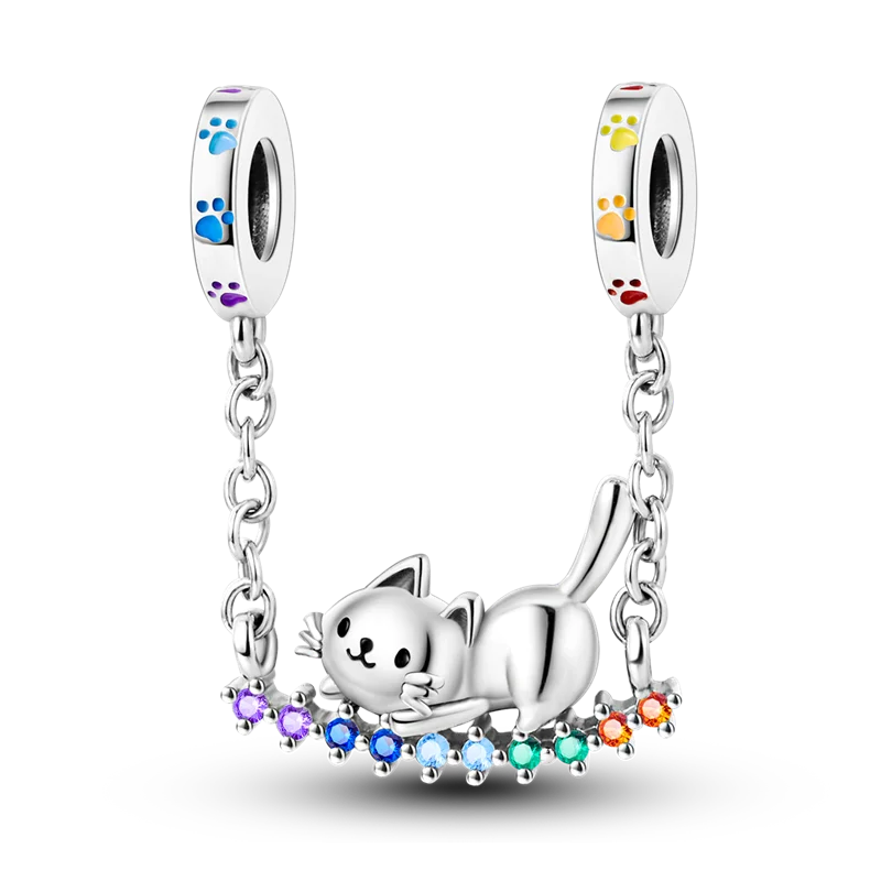 925 Sterling Silber Charm mit rosa Schmetterling - leuchtenden Glühwürmchen
