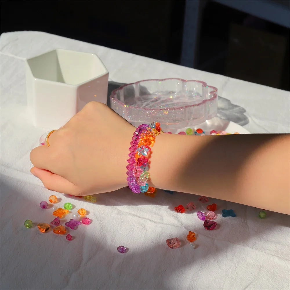 Buntes Acryl Perlen Set für DIY Freundschaft Armband Halskette Schmuck