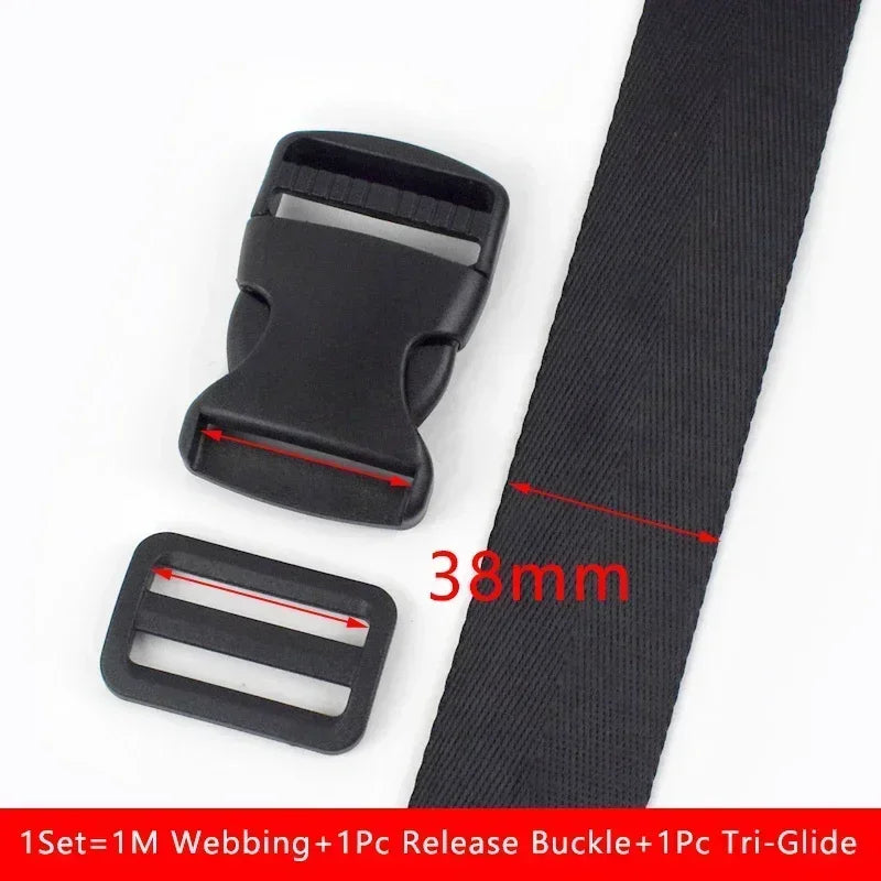 Nylon Gurtband Set 20-50mm mit Kunststoff Schnalle Tri-Glide Slider Haken