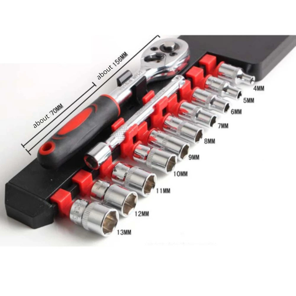 12-teiliges Steckschlüssel Schraubenschlüssel Set – Motorrad, Auto, Fahrrad Reparatur