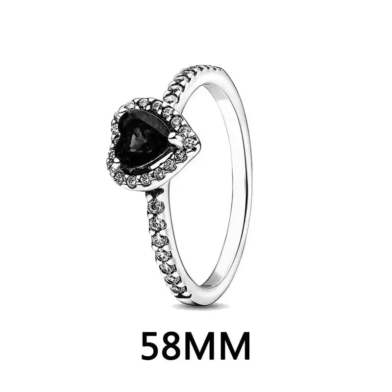 Funkelndes Schmuckset 925er Sterlingsilber Herz Ring Halskette Ohrringe