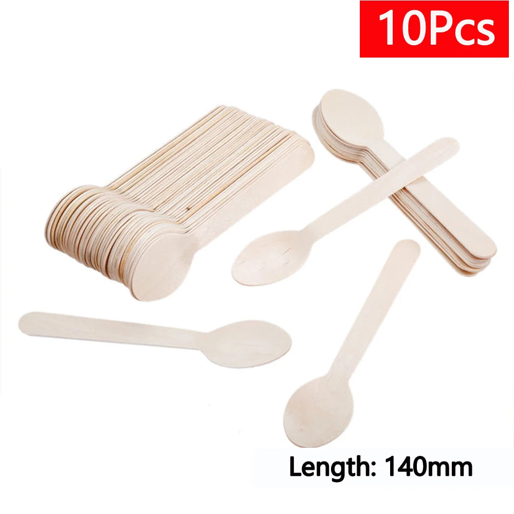 Einweg-Holzbesteck 16 cm 10/150/500 Stück Gabel Löffel Messer Set