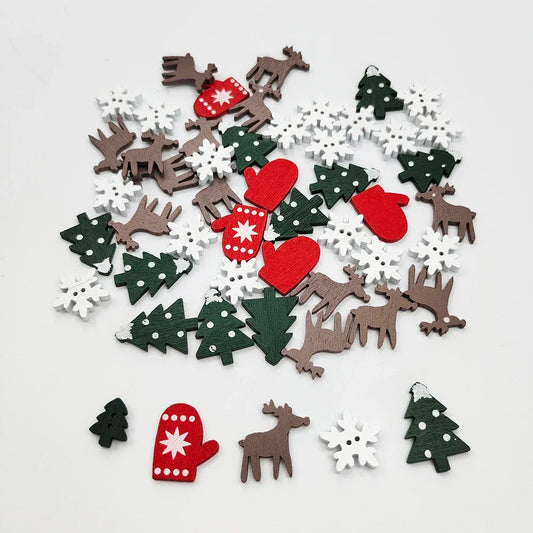 50 Stück natürliche Holzspäne Weihnachtsdekoration mit Anhängern