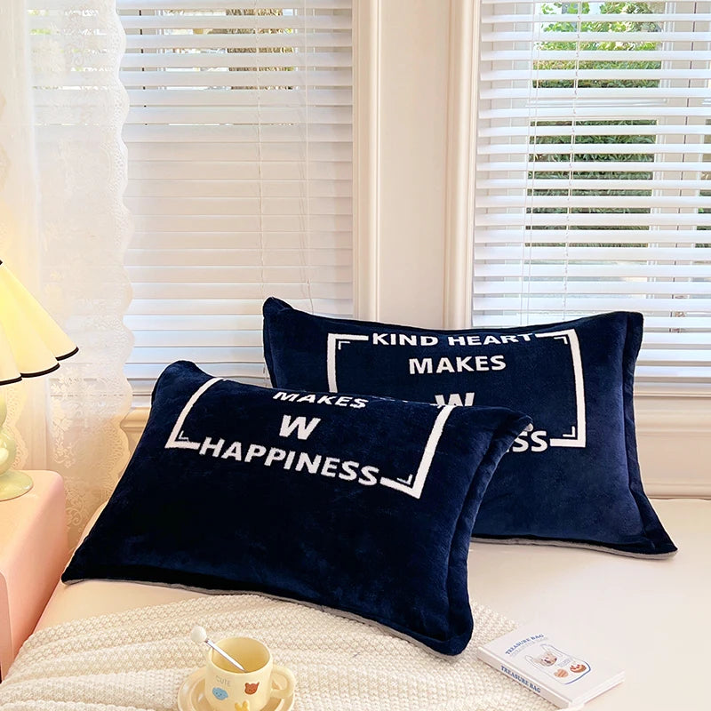 2er Set Milch Fleece Kissenbezüge Winter weich warm Korallenfleece