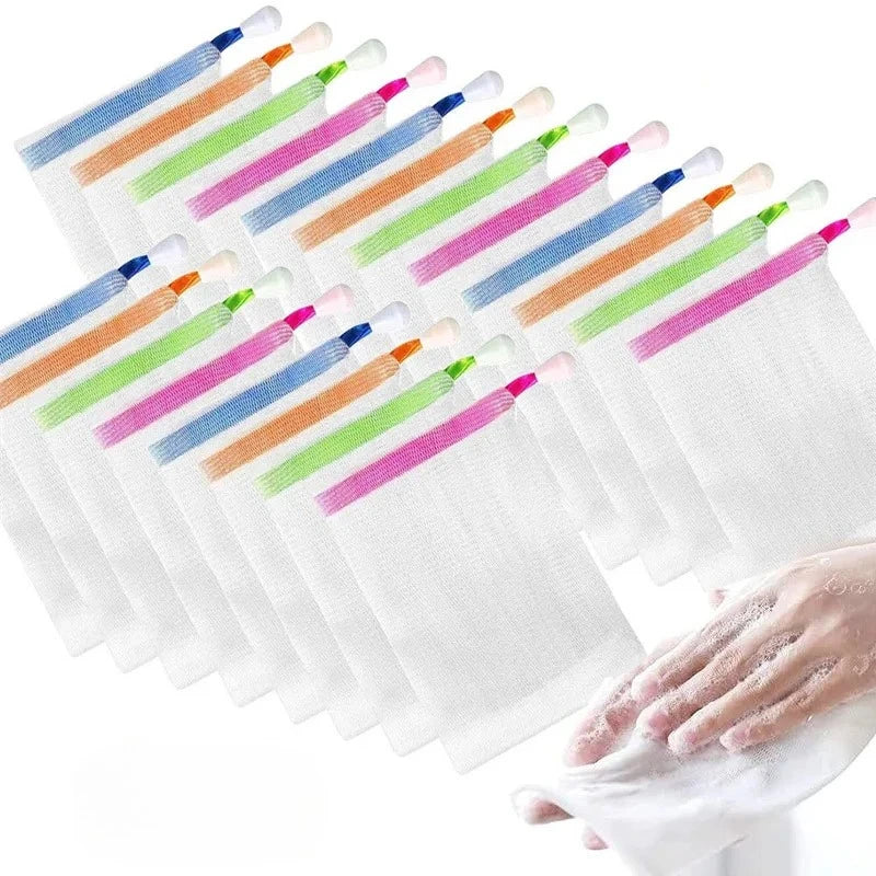 Seifenschaumnetztasche mit Aufhängung für Dusche und Körperpflege