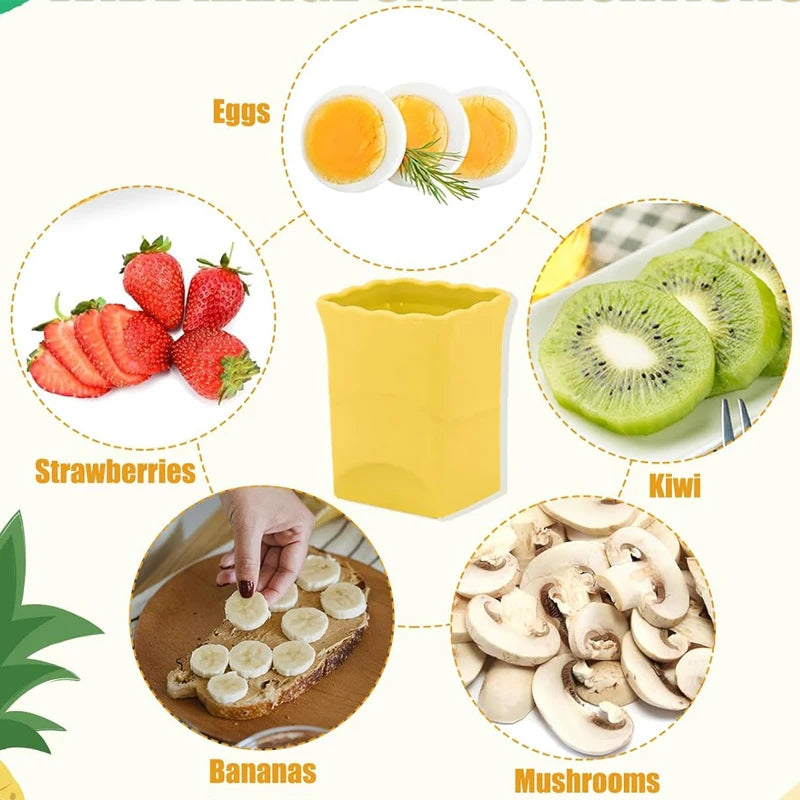 Edelstahl Obst - Gemüseschneider für Erdbeeren Eier Bananen - Schneller Küchenhelfer
