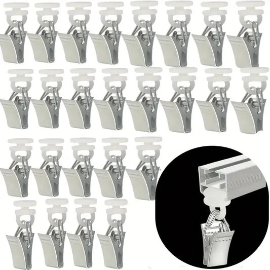 30 teiliges Set Metallvorhangklammern mit Nylonrollen für Schienen