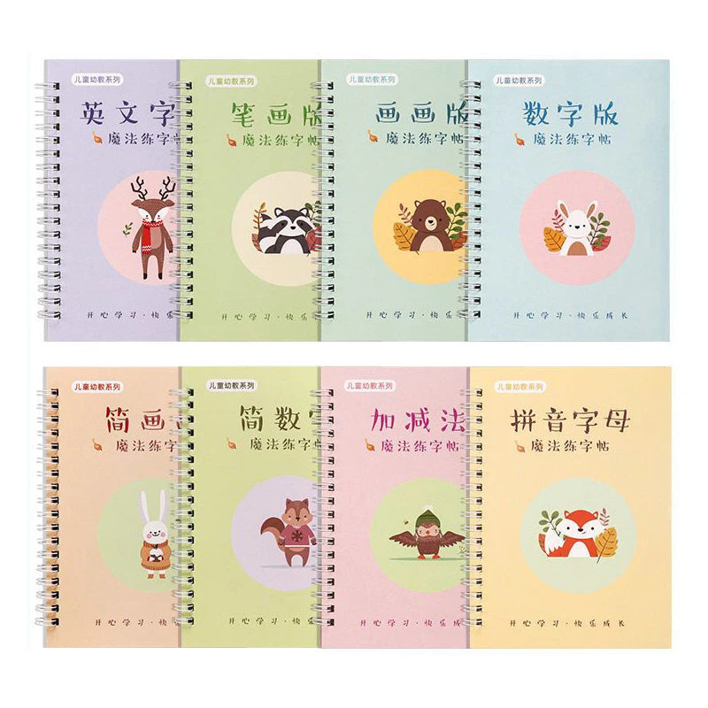 Wiederverwendbare Übungshefte zum Lernen von Kalligraphie und Zah