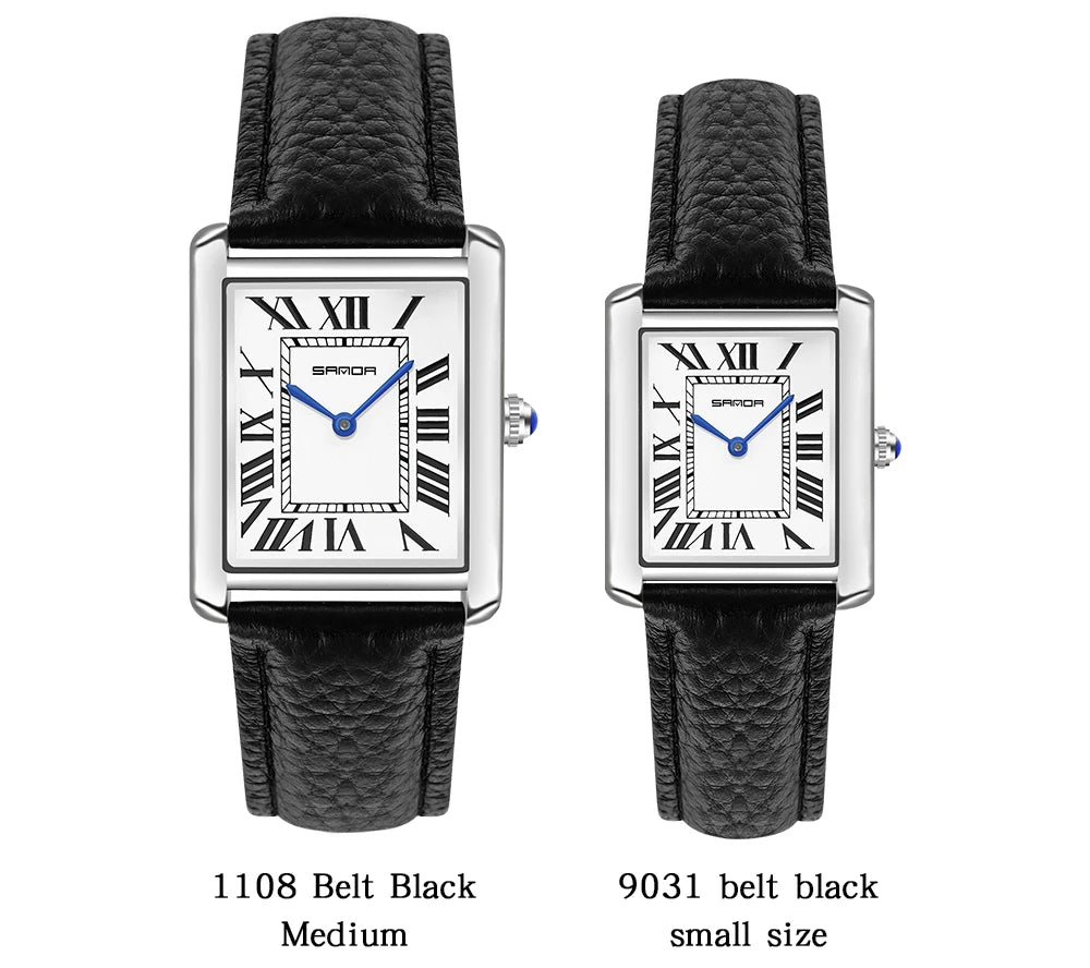 Elegante Herren Quarzuhr mit Lederband und römischem Zifferblatt