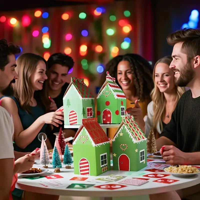 12er Set Weihnachtsgeschenkboxen in Hausform für festliche Anlässe