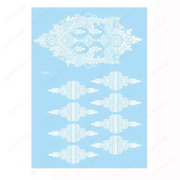 Weiße Henna Temporäre Tattoos für Frauen Hand Mehndi Party Körperkunst