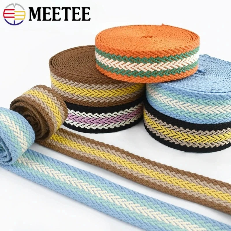 Farbig gestreiftes Baumwollgurtband 38 mm 2,5 mm dick vielseitig einsetzbar
