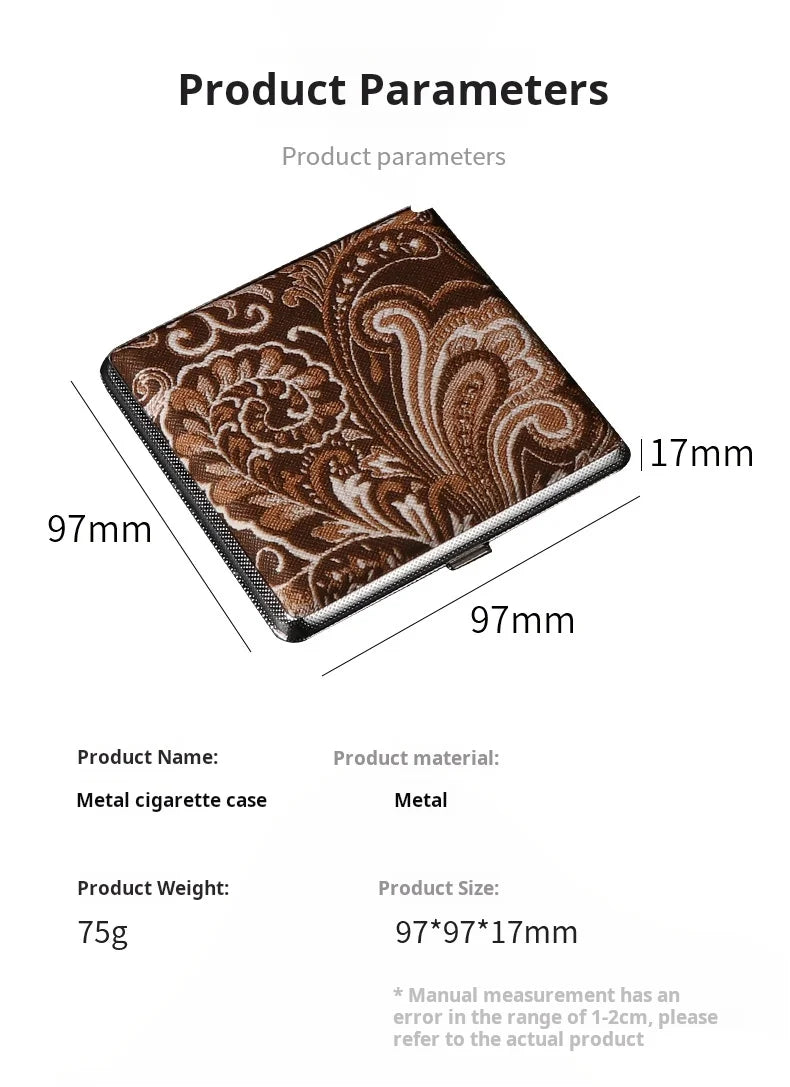 Tragbare leichte Zigarettenschachtel aus Metall mit Ledermuster