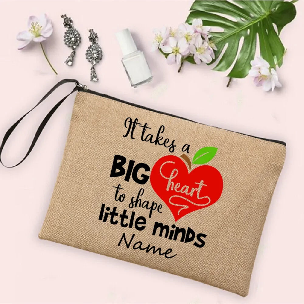 Personalisierte Leinwand Make up Tasche Regenbogen Design