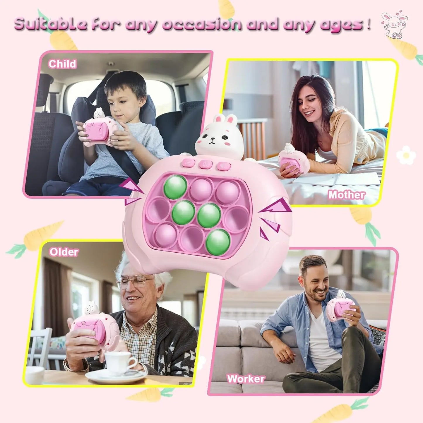 Quick Push Bubble Game mit Licht - Sound für Kinder - Erwachsene Stressabbau