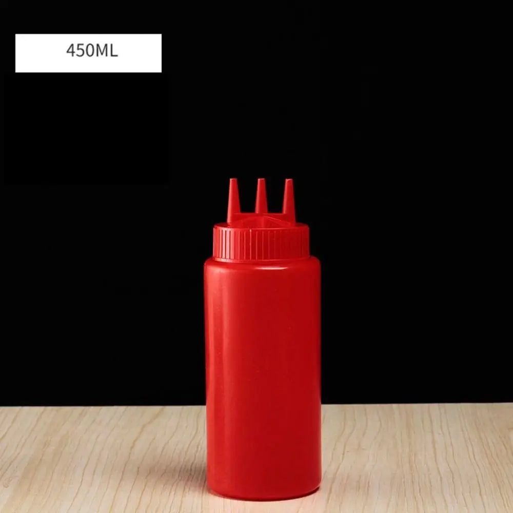 Quetschsaucenflasche Kunststoff zusammendrückbar mit 3 Düsen und Graduierung