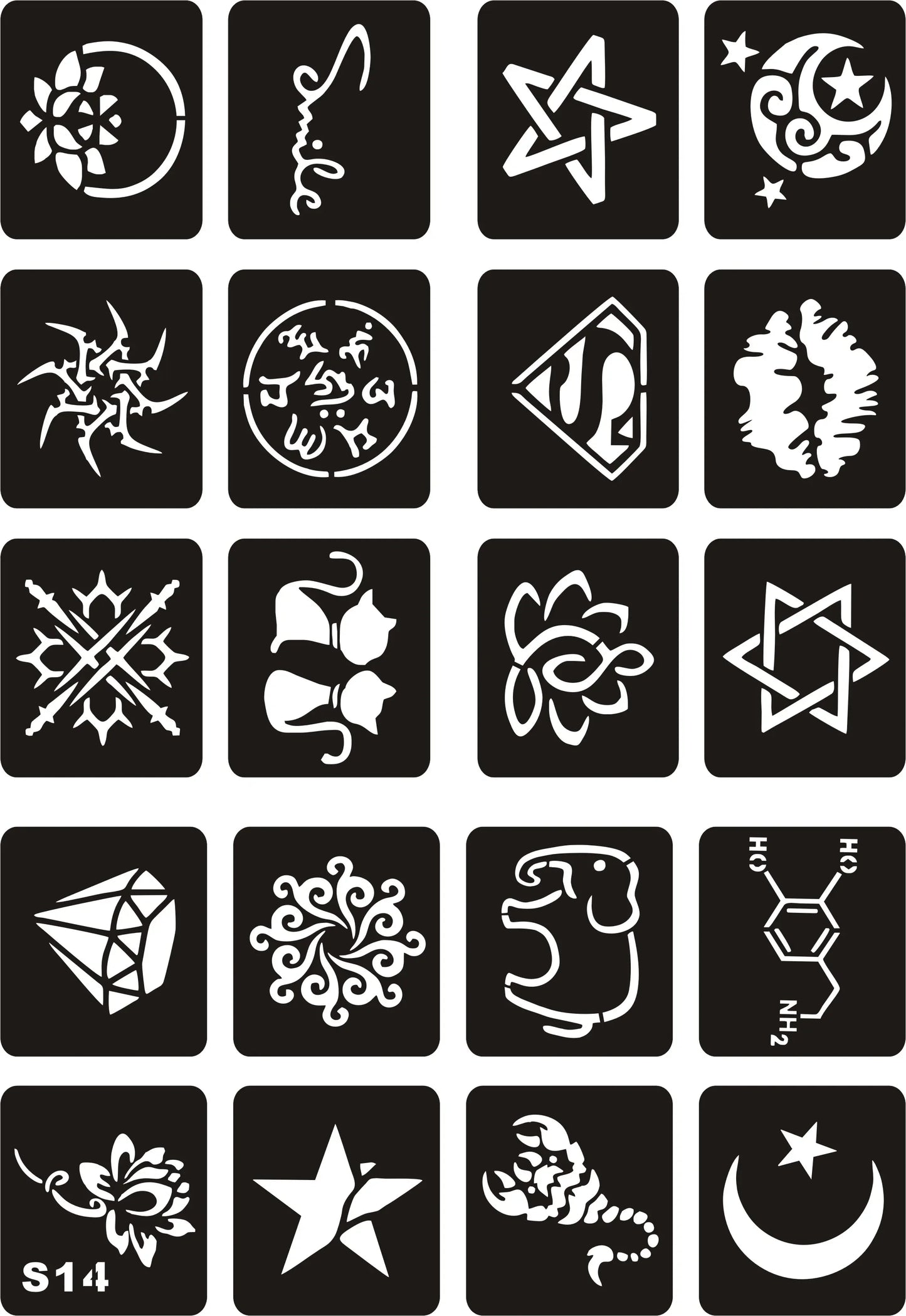 Henna Tattoo Schablone mit indischem Motiv fuer Gesichts und Koerperkunst