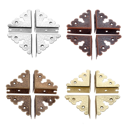 4x Antike Eckbeschläge Möbel Holz Box Protector Dekor 34mm Zinklegierung