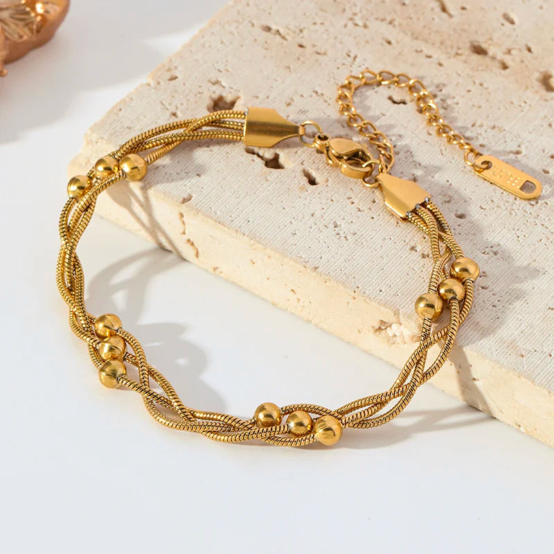 Edelstahl Gliederkette Armband für Frauen 18K vergoldet trendig