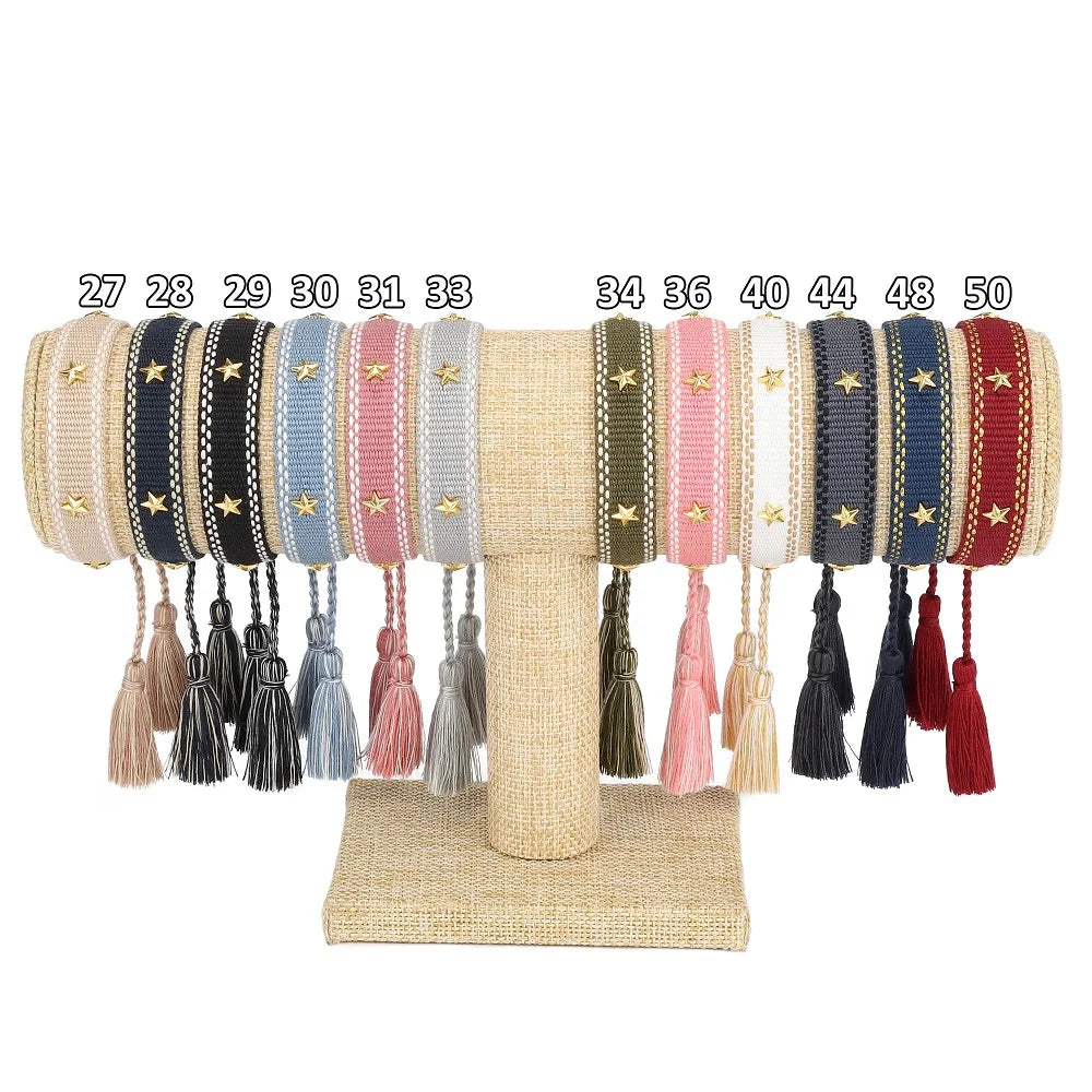 Freundschaftsarmbänder mit Schriftzug und Bling Steinen aus Baumwolle