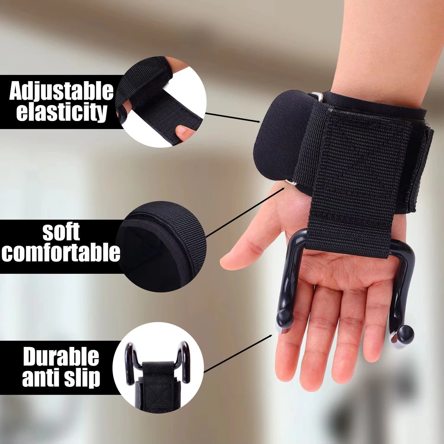 Ergonomische Gewichtheben Haken mit Handgelenkstütze für Fitness