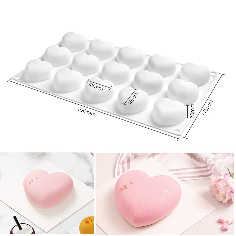 Flexible 3D Herz Silikon Backform für Dessert, Kuchen - Schokolade