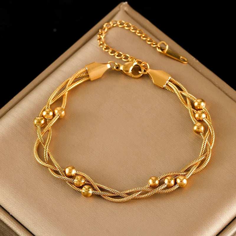 Edelstahl Gliederkette Armband für Frauen 18K vergoldet trendig