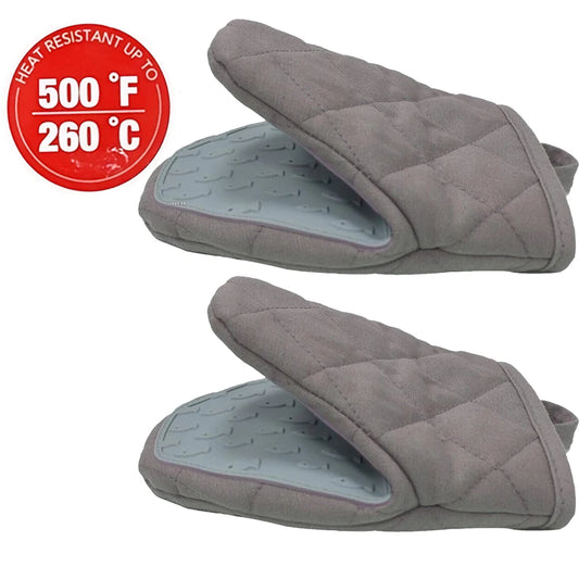 2-teiliges hitzebeständiges Silikon Ofenhandschuhe Set mit weichem Baumwollfutter