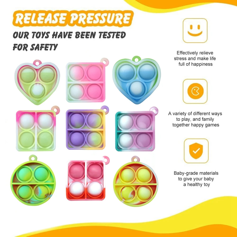 Mini Pop Fidget Spielzeug Set Schlüsselanhänger Stressabbau Party Büro