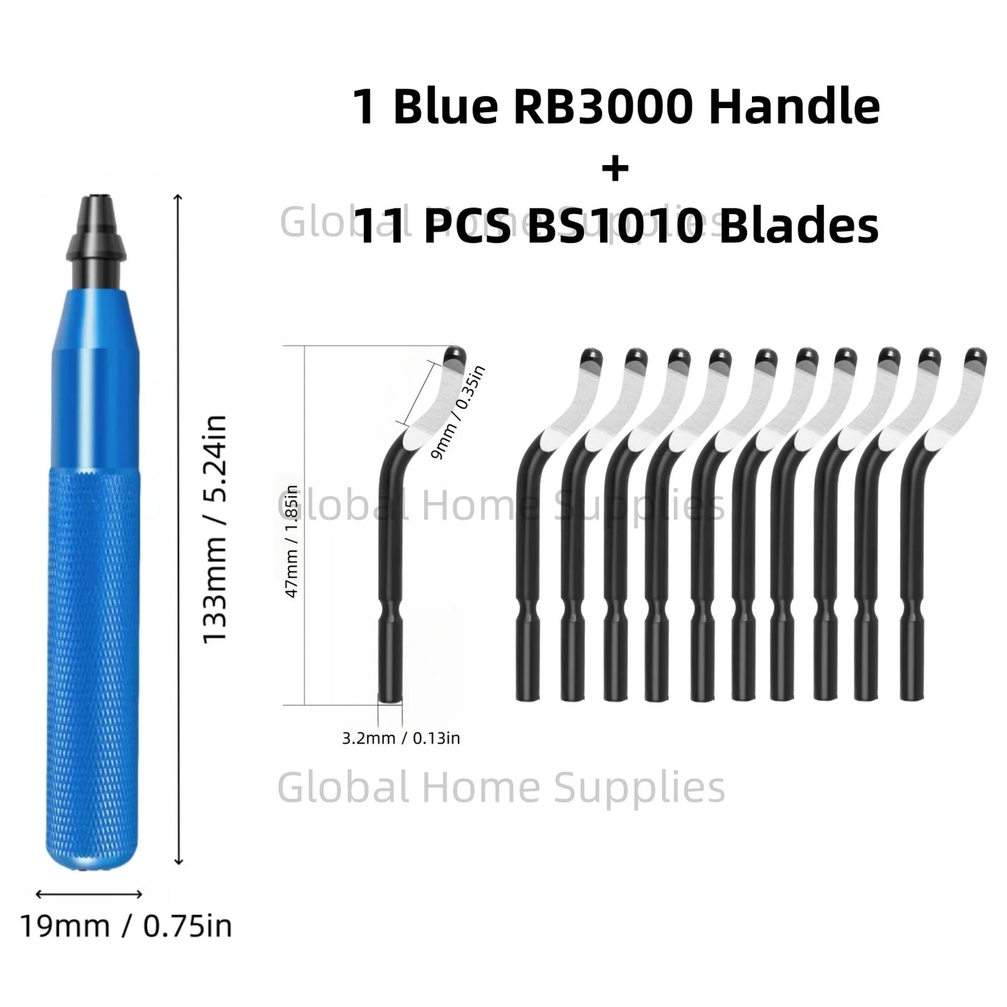 Entgratungswerkzeug RB3000 mit 1 oder 11 Schnellarbeitsstahl-Schwenkklingen