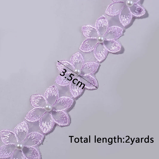 2 Yards Bestickte Perlen DIY Spitze Band Trim 35mm Breite Fransen-Yabubest - Home & More