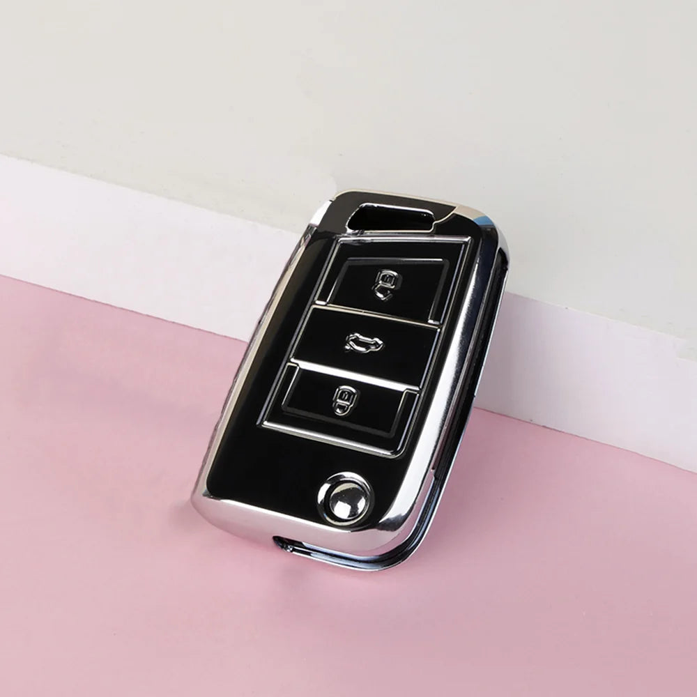 TPU Autoschlüssel Schutzhülle 3-Tasten kompatibel mit Golf 7 MK7