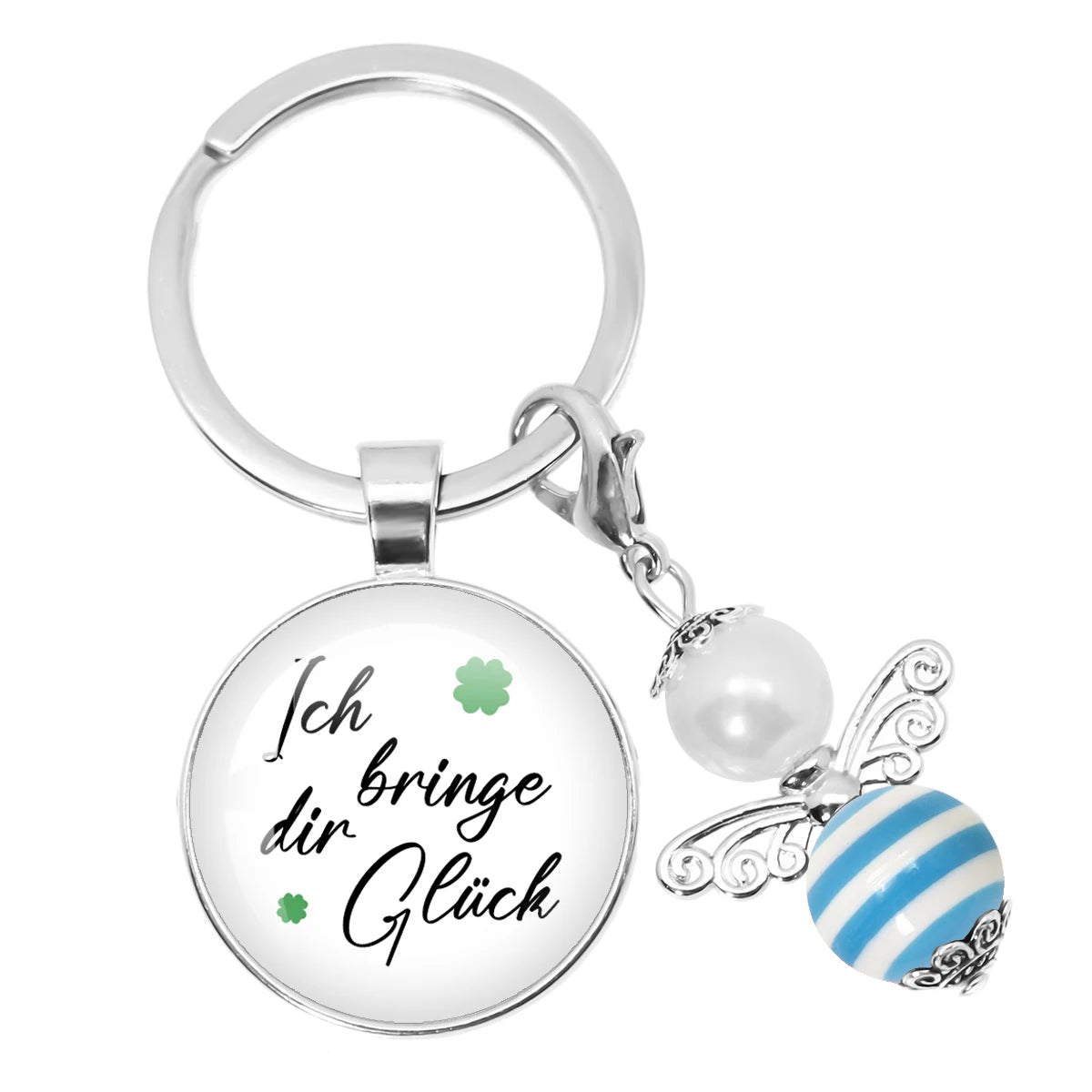 Glücksbringer Schlüsselanhänger mit vierblättrigem Kleeblatt Design