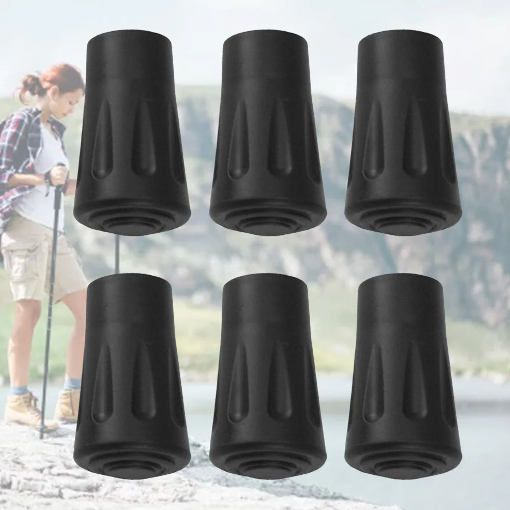 6x Rutschfeste Schutzkappen für Wander & Trekkingstöcke - Ersatz Puffer Spitzen