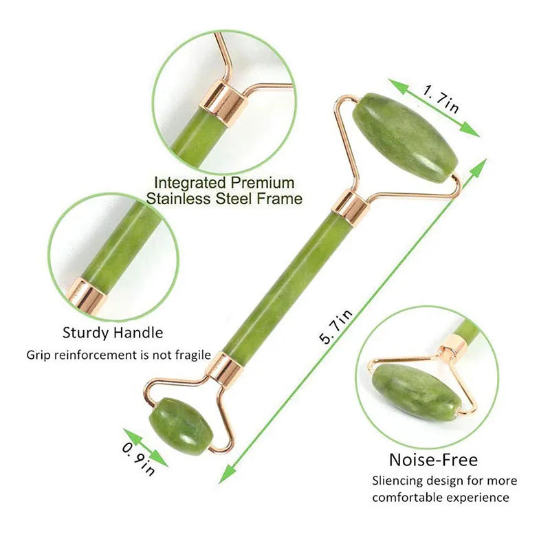 2er Set Gua Sha Gesichtsstein Roller – Jade Massagestein für Hautpflege