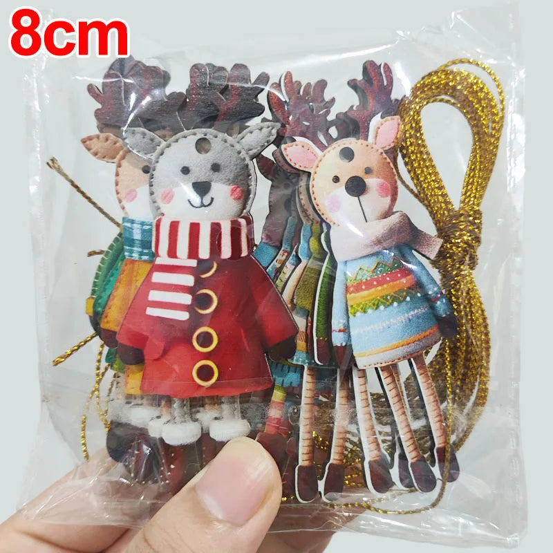 16x Weihnachts Elch Holz Ornament Set – Rustikale Deko für Ihr Zuhause