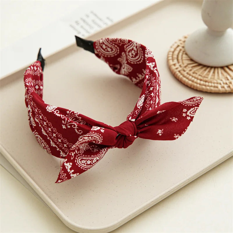 Paisley Bandana Stirnband mit Hasenohren Schleife Mode Haarband Damen