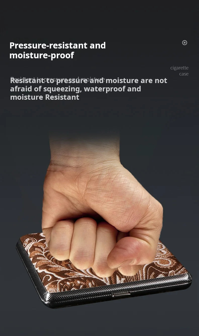 Tragbare leichte Zigarettenschachtel aus Metall mit Ledermuster