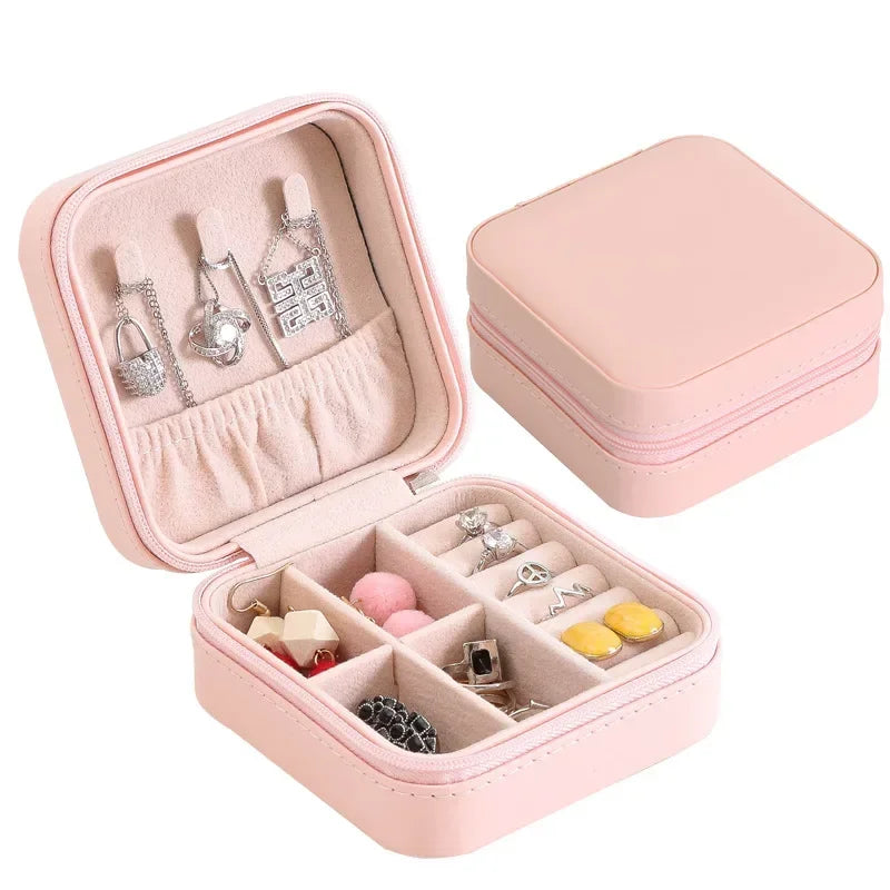Tragbare Leder Schmuck Organizer für Reisen - Ringe, Ketten, Ohrringe sicher verstauen
