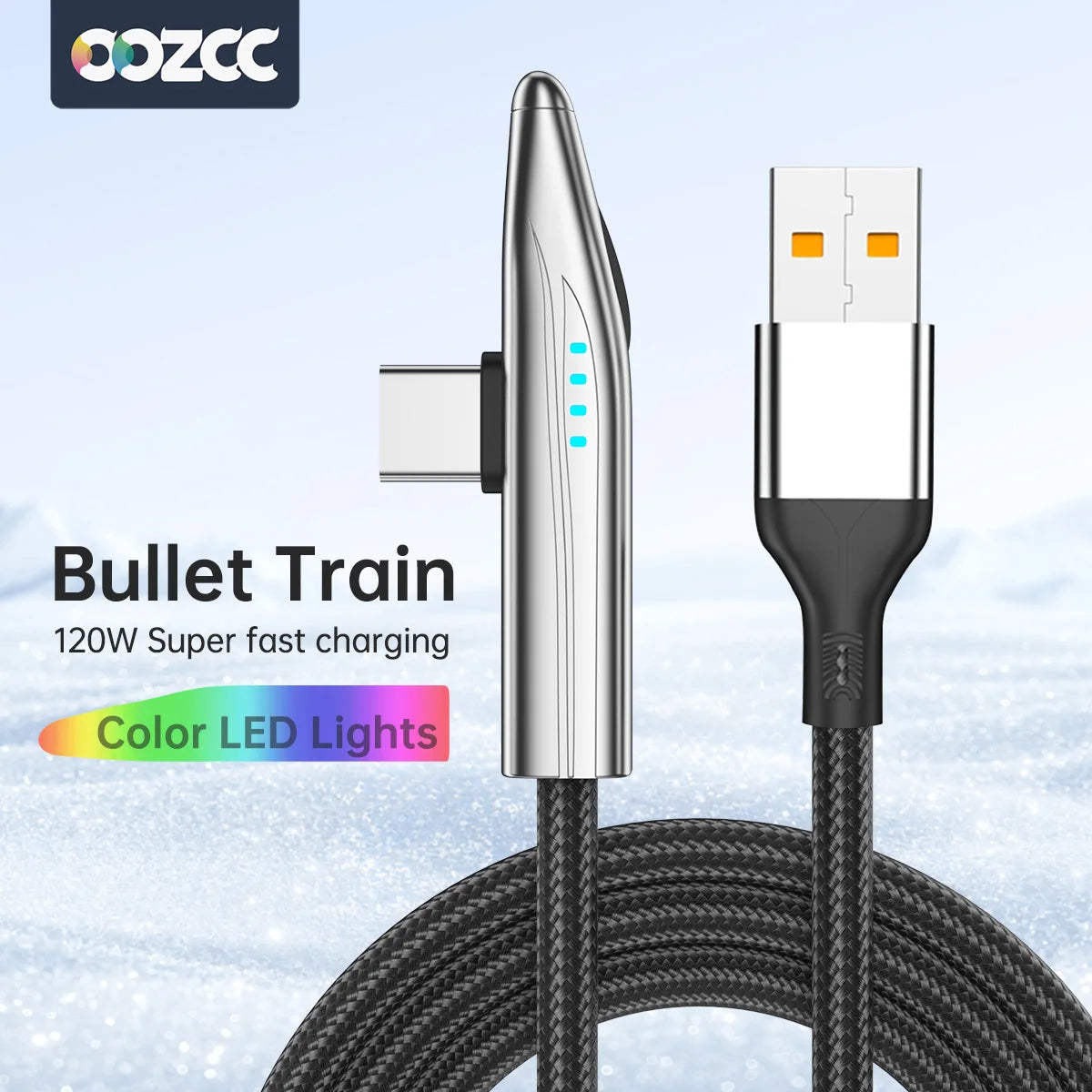 240W Schnellladekabel Typ-C mit 90-Grad-Winkel für schnelle Ladung